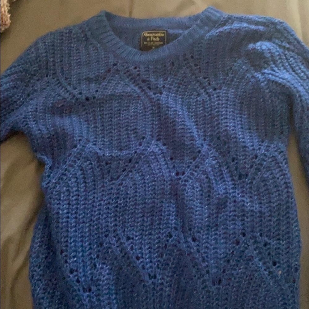 blue knit sweater